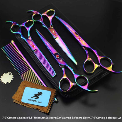 4-7pc Stainless Steel Pet Dog Cat 7" Grooming scissors Comb Sets