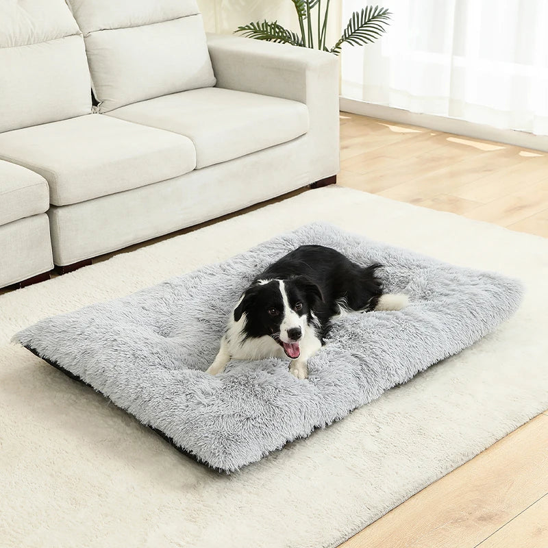 S-XL Pet Dog Cat Long Plush Beds Cushion Mat Sleeping Sofa