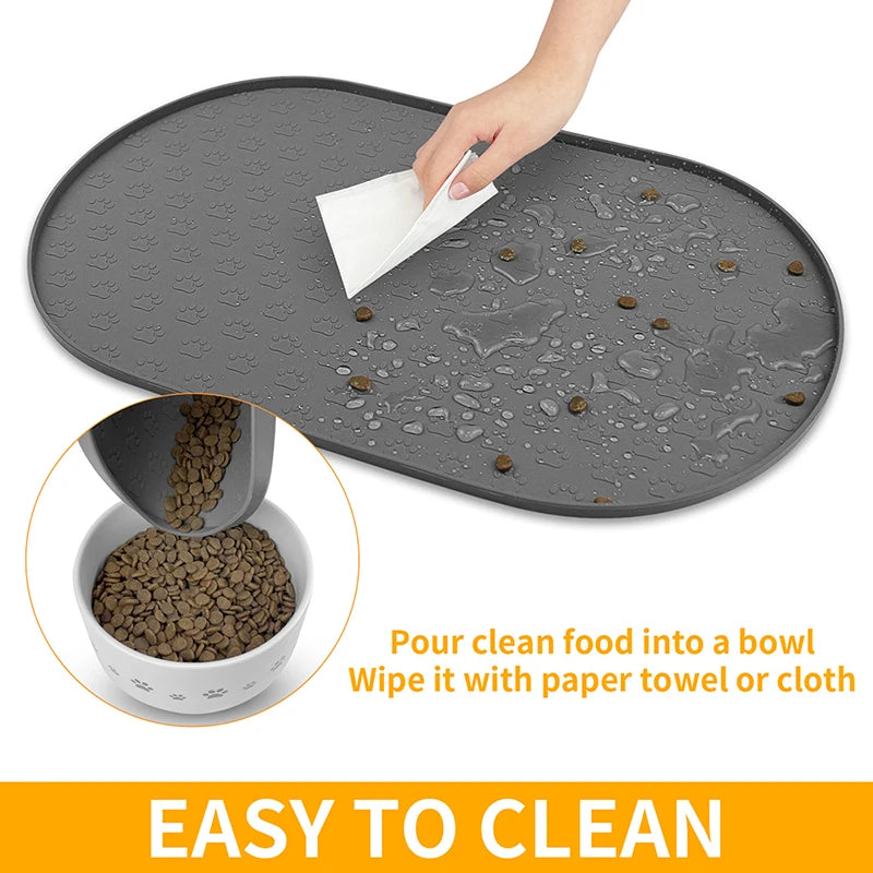 Non-Slip Easy to Clean Silicone Pet Cat Dog Food Mat Placemat