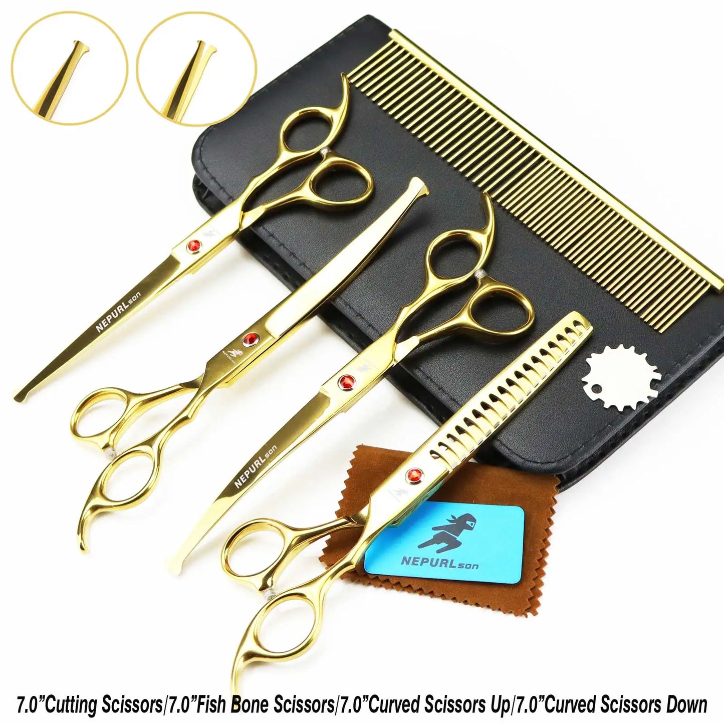 3-5pcs 7.5" Stainless Steel Pet Dog Cat Grooming Scissors Comb Sets