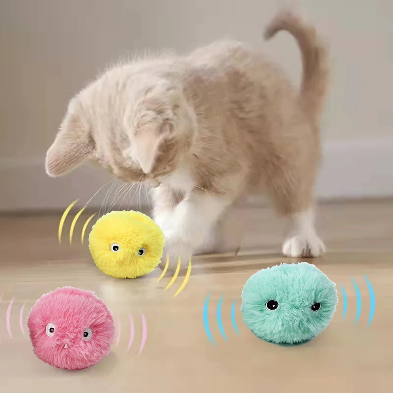 Squeaky Electric Interactive Ball Smart Plush Catnip Pet Cat Toy