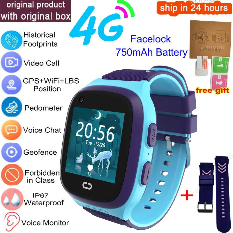 4G Kids Smart Watch GPS Video Call IP67 Waterproof Tracker
