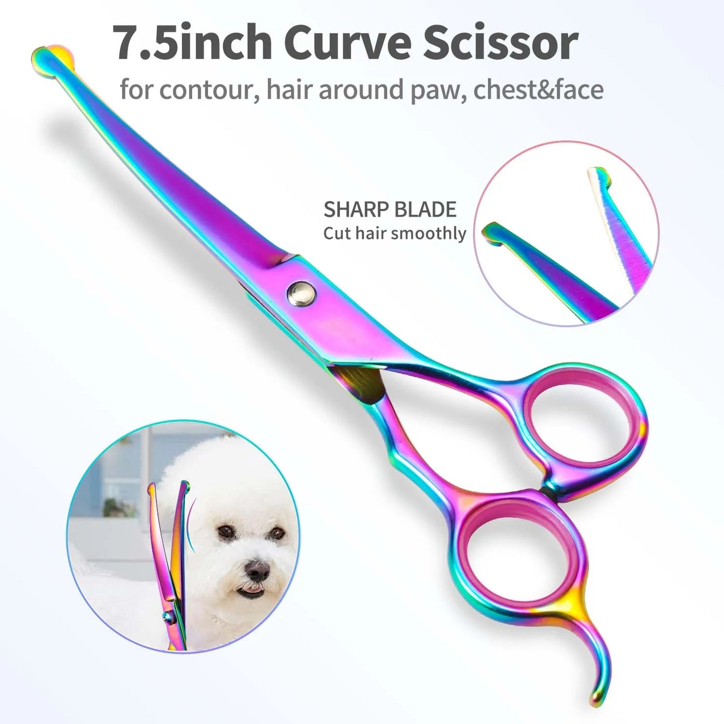 5-7.5" Pet Dog Cat 4pc Stainless Steel Grooming Scissors Comb Sets