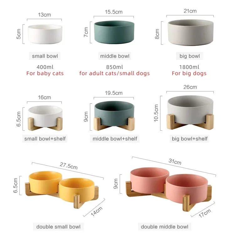 Ceramic Pet Cat Dog Water Food Feeding Bowl