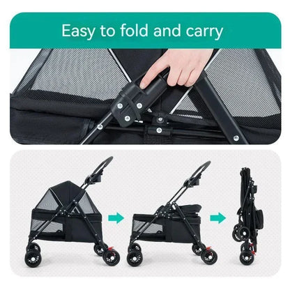 Lightweight Folding Universal Wheel Pet Dog Cat Stroller