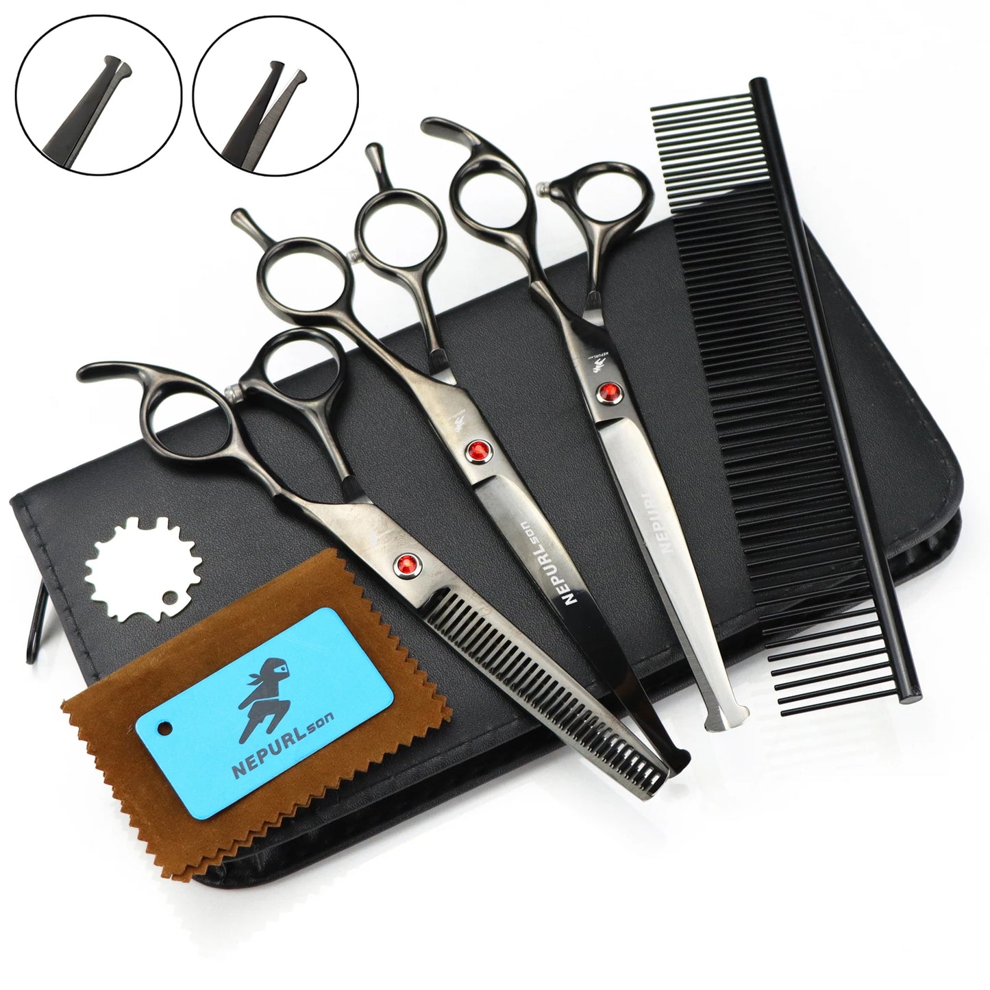 3-5pcs 7.5" Stainless Steel Pet Dog Cat Grooming Scissors Comb Sets