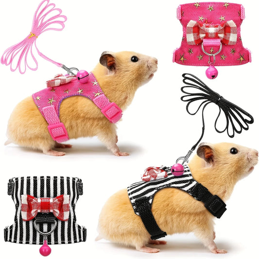 Hamster Harness And Leash 2pcs Set With Bow Bells