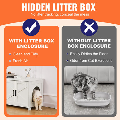 Cat Litter Box Enclosure for 2 Cats