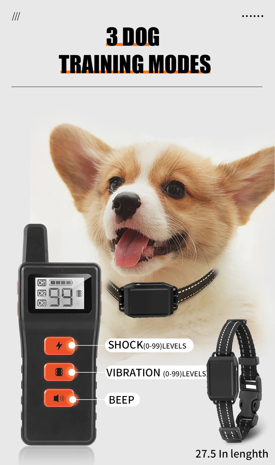 800m Electric Pet Dog Waterproof Training Collar Remote Control Rechargeable