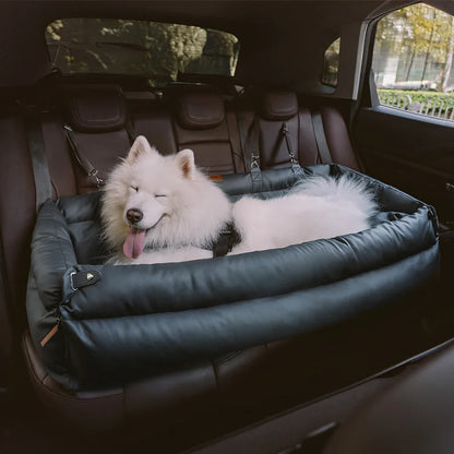 S-L Pet Dog Cat Luxury Faux Leather Car Seat Booster Bed Travel Seat