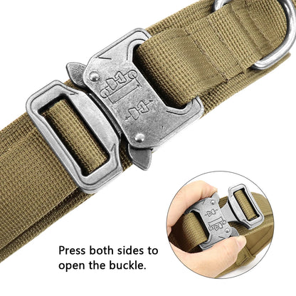 M-XL Pet Dog Tactical Collar With Lead Rope Leash Nylon Handle