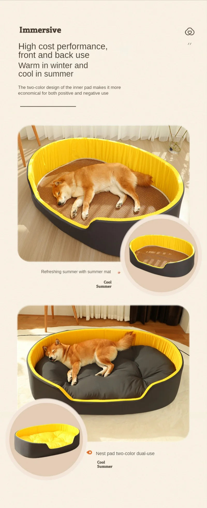 S-L Pet Dog Bed Sofa Kennel Cushion Mat