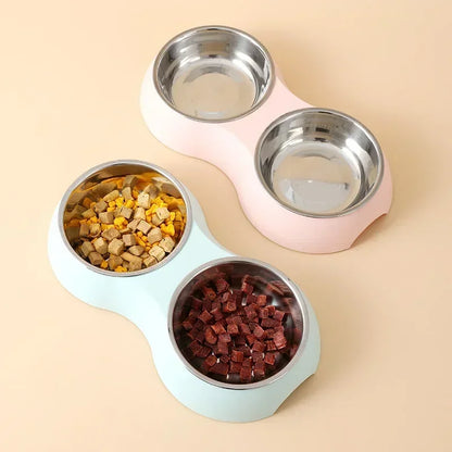 Stainless Steel Double Pet Dog Cat Food Bowl