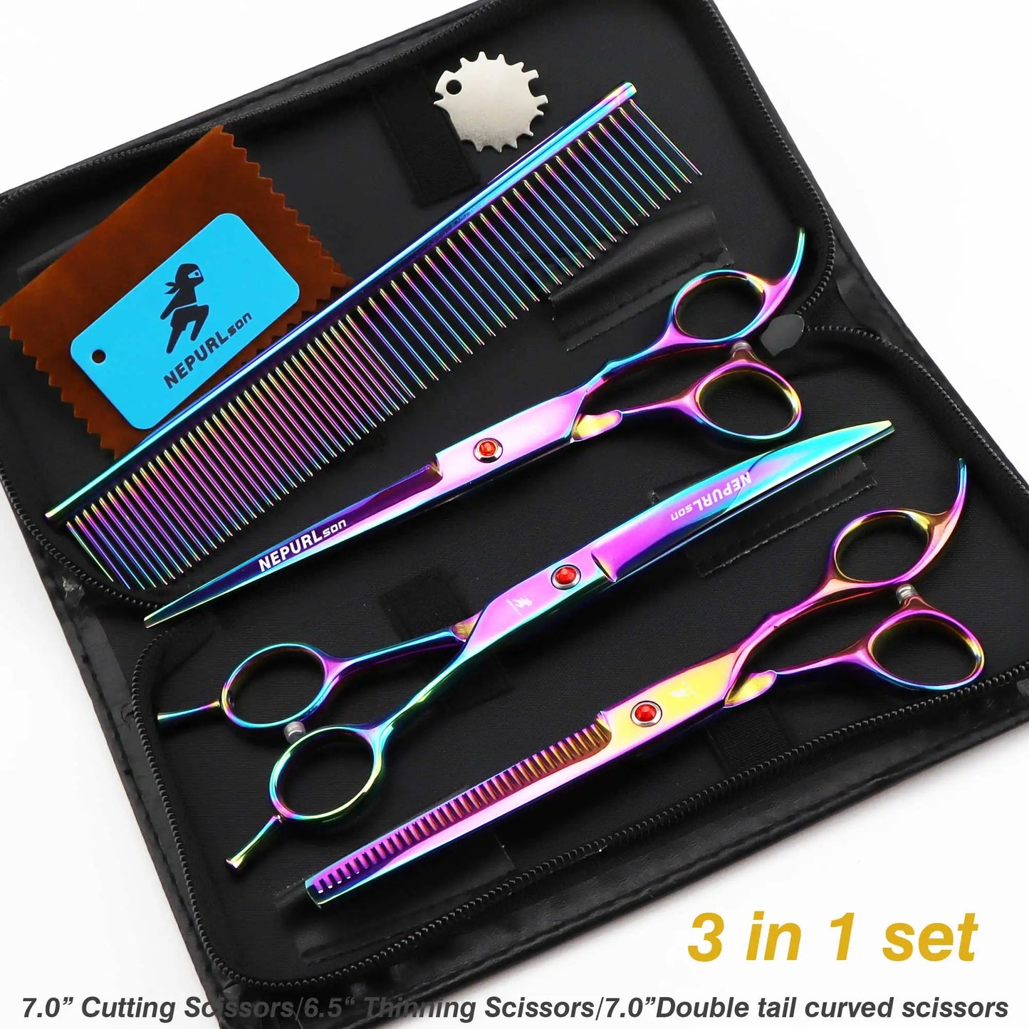 4-7pc Stainless Steel Pet Dog Cat 7" Grooming scissors Comb Sets