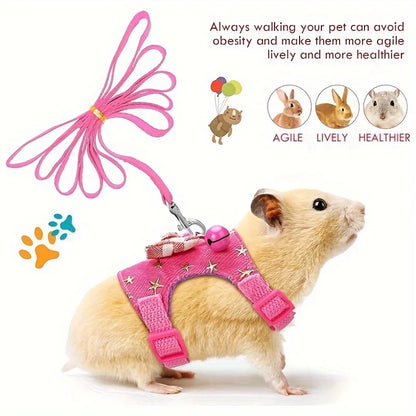 Hamster Harness And Leash 2pcs Set With Bow Bells