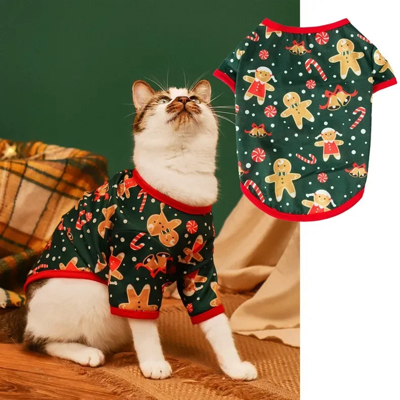 XS-L Pet Dog Cat Christmas Shirt Vest Printed Apparel