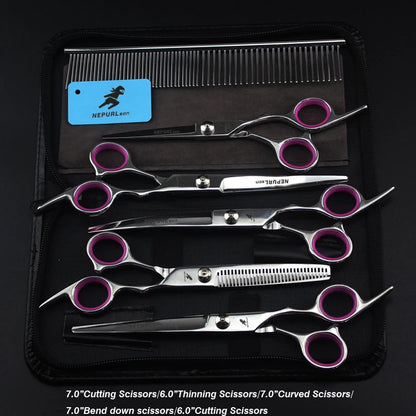 7" Stainless Steel Pet Dog Scissors Combs Grooming Kit Sets