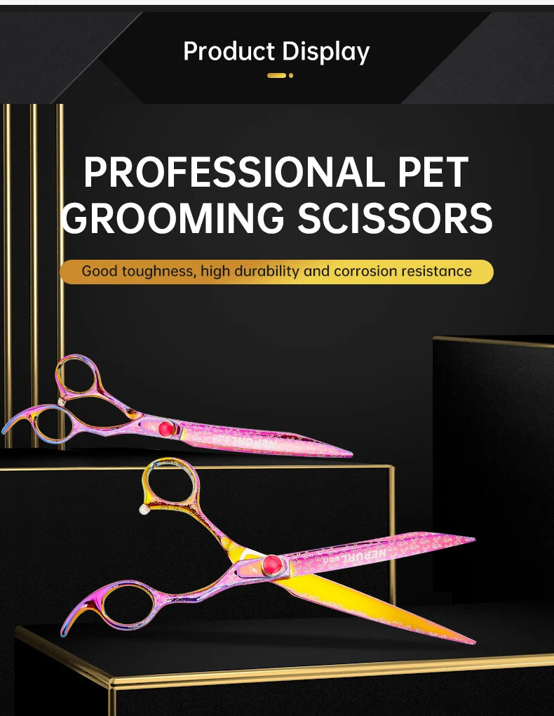 7.5" VG10 Steel Pet Dog Cat Grooming Scissors