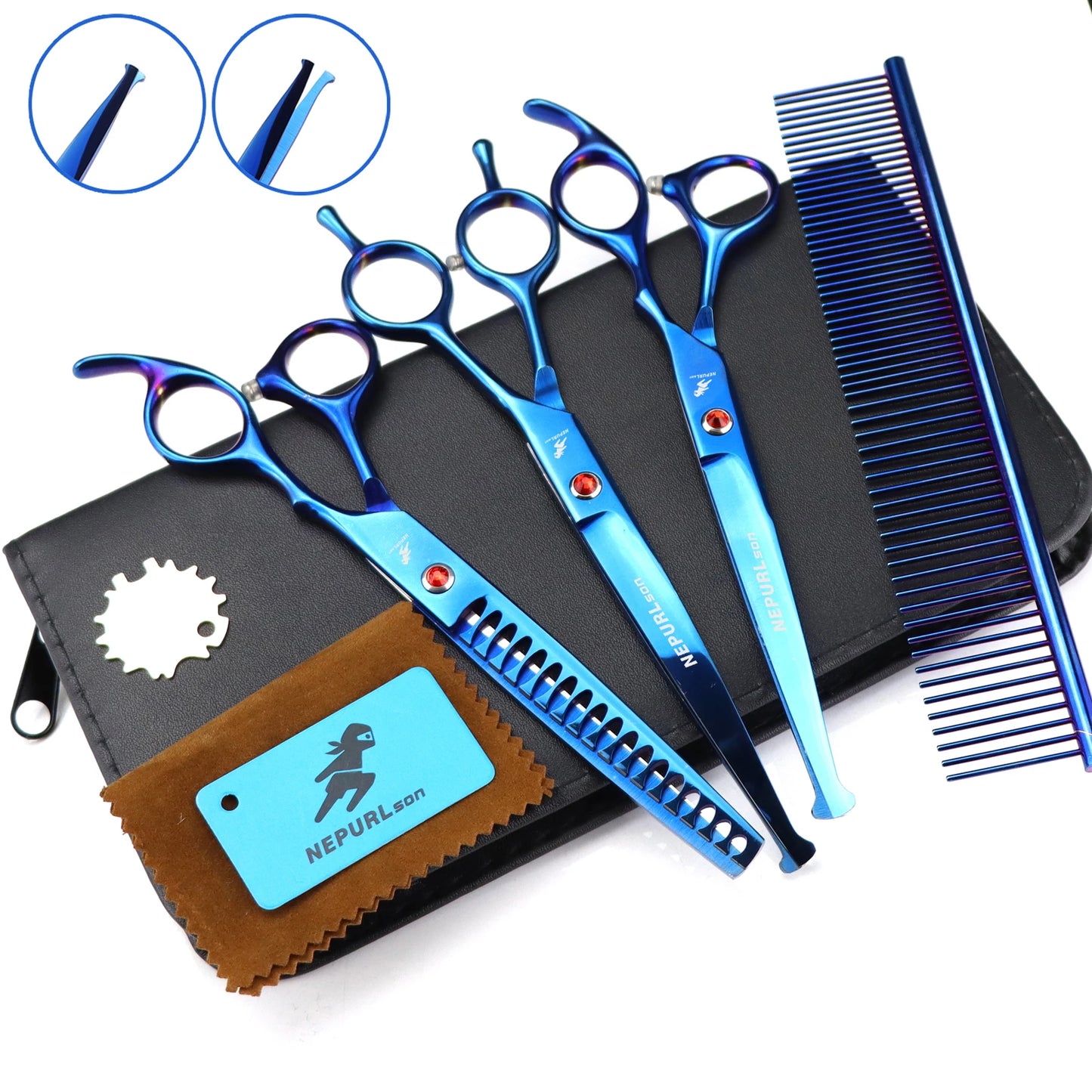 3-5pcs 7.5" Stainless Steel Pet Dog Cat Grooming Scissors Comb Sets