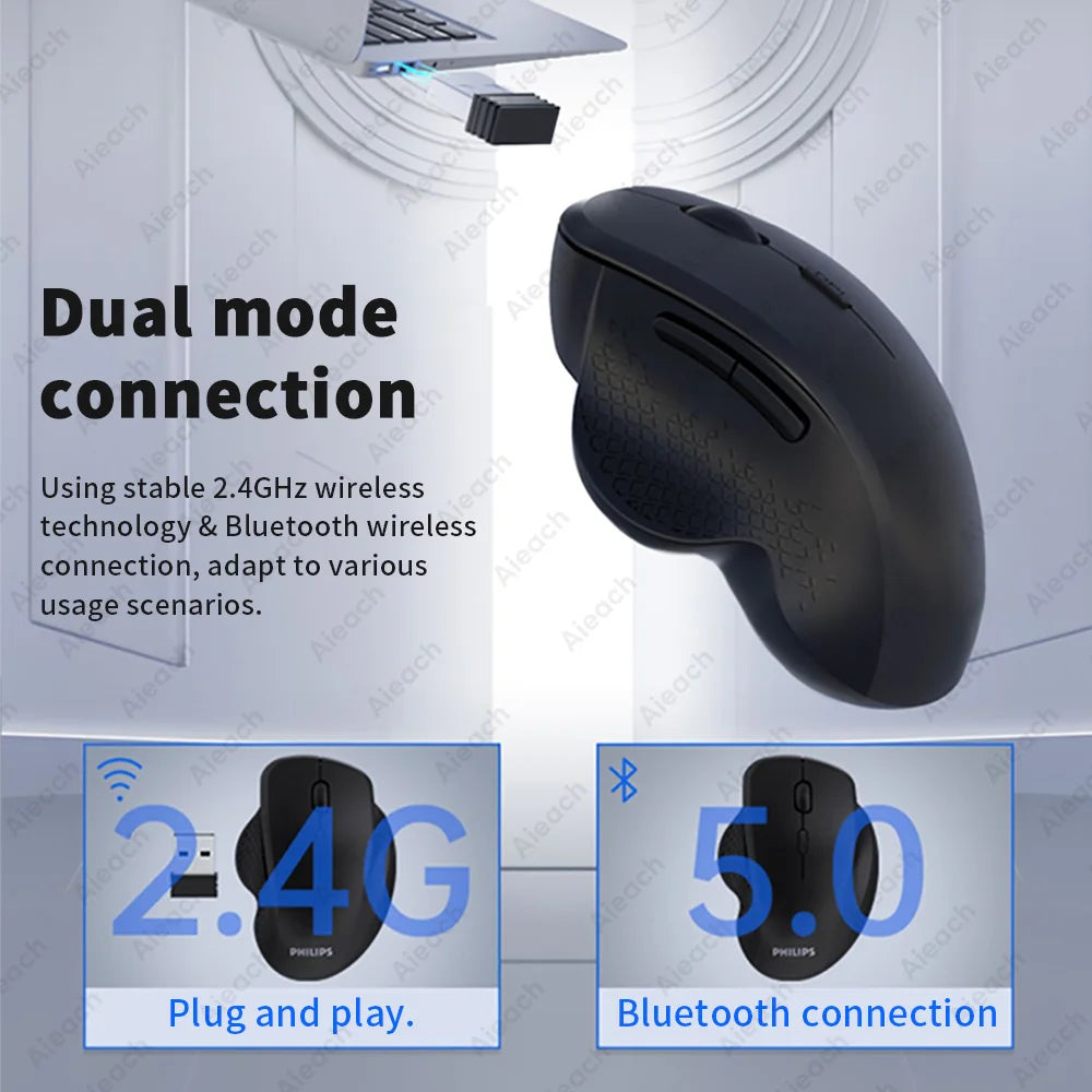 Dual Mode Wireless Mouse 1600 DPI for Ergonomic Comfort