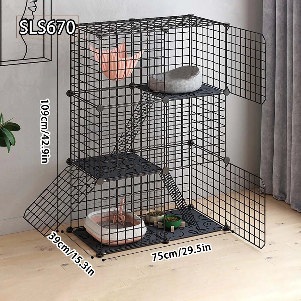 2 Tier Pet Cat Small Animal Indoor Cage Crate