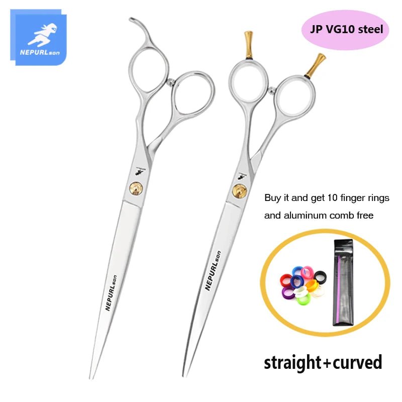 7/7.5" Stainless Steel Pet Dog Cat Curved Chunker Grooming Scissors