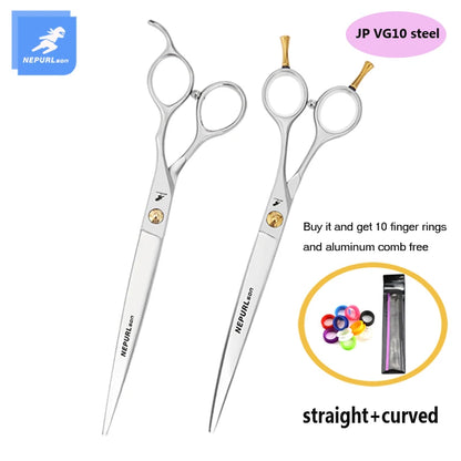 7/7.5" Stainless Steel Pet Dog Cat Curved Chunker Grooming Scissors