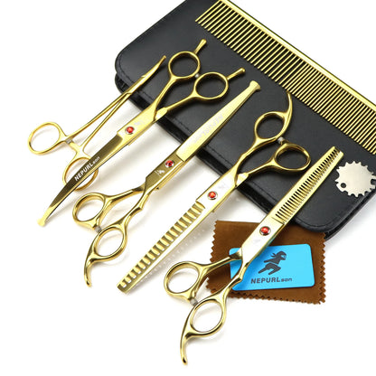 3-5pcs 7.5" Stainless Steel Pet Dog Cat Grooming Scissors Comb Sets