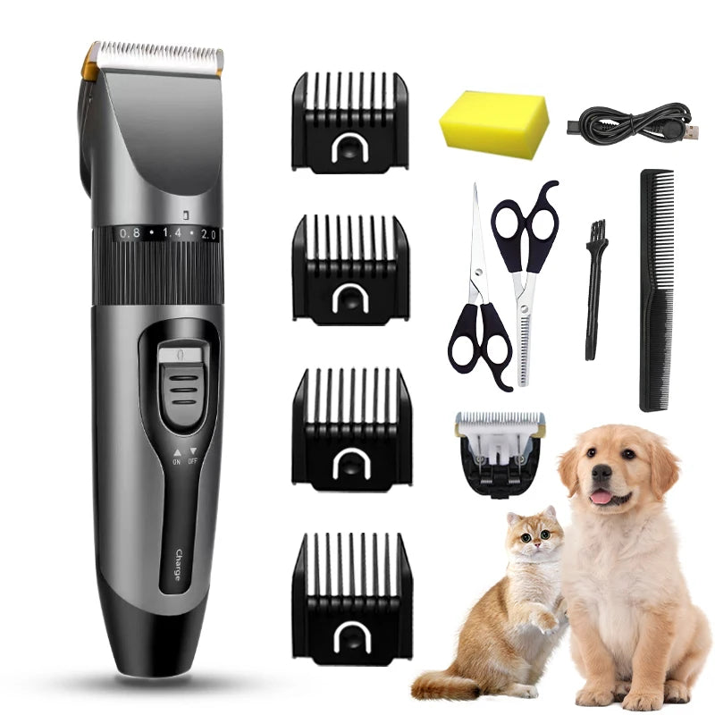 Cordless USB Rechargeable Pet Dog Cat Hair Clippers Grooming Trimmer Set