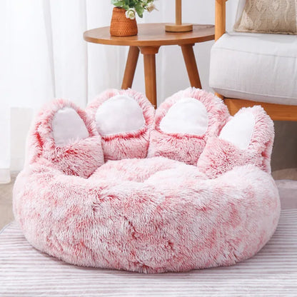 S-L Pet Cat Dog Paw Shape Comfortable Cozy Bed Soft Fluffy Cushion