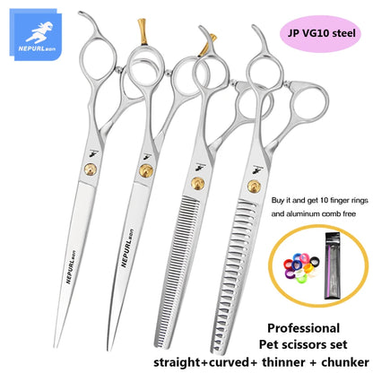 7/7.5" Stainless Steel Pet Dog Cat Curved Chunker Grooming Scissors