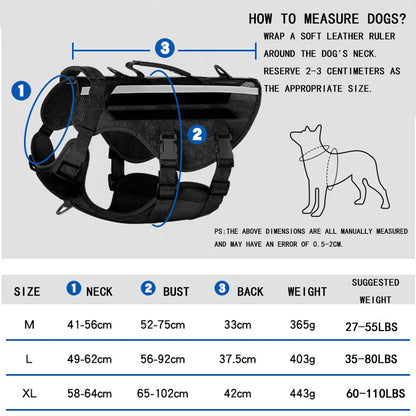 M-XL Pet Dog Adjustable Training Tactical Harness Vest