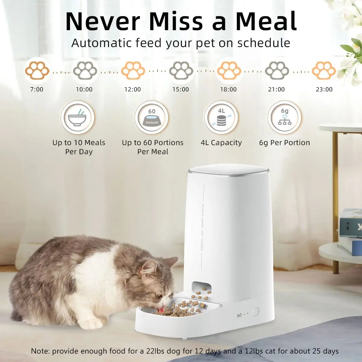 4L Automatic Pet Dog Cat Smart Feeder Food Dispenser WiFi Remote Control