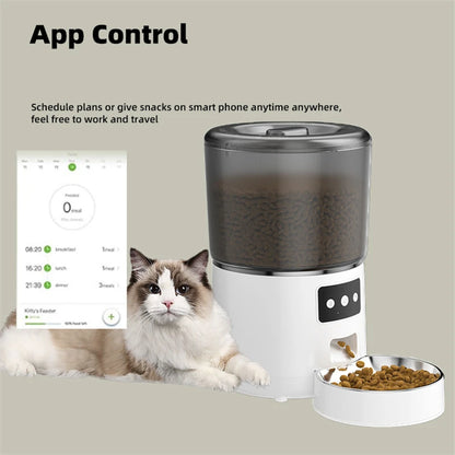 4L Automatic Pet Dog Cat Feeder Smart Timer Tuya Control with Stainless Steel Bowl