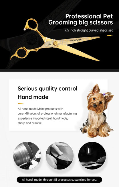 7.5" VG10 Steel Pet Dog Cat Grooming Scissors