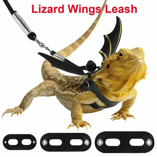 Adjustable Reptile Lizard Gecko Bearded Dragon Wings Harness and Leash