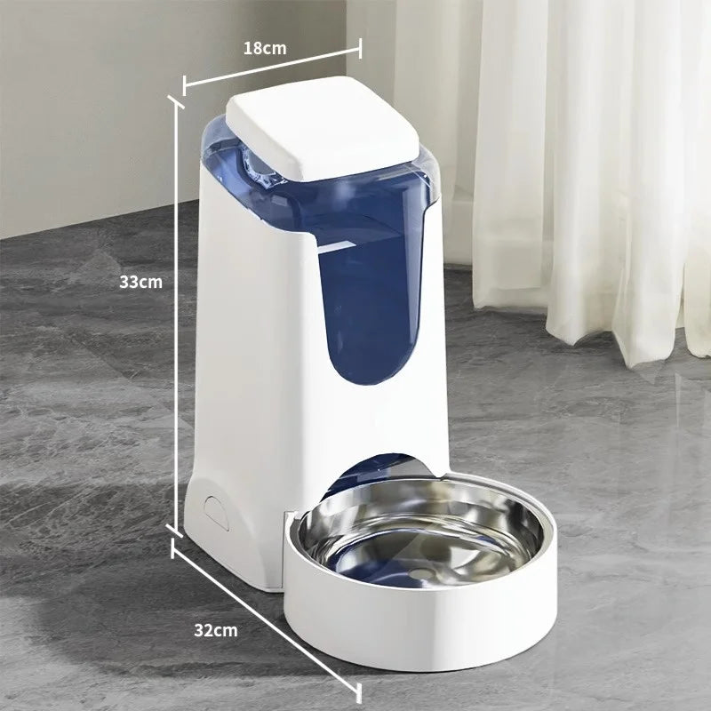 Pet Dog Cat Automatic Feeder and Water Dispenser with Stainless Steel Bowl