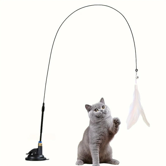 Pet Cat Interactive Bell & Feather Wand Teaser Toy