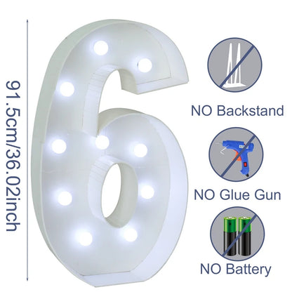 91.5cm Giant Light-Up Number Frame (0-9)