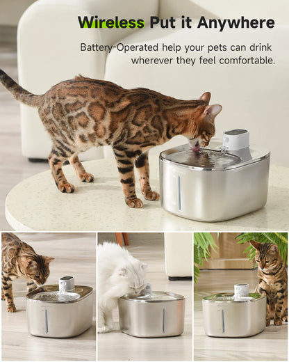 4L Wireless  Auto Sensor Pet Cat Water Fountain Dispenser