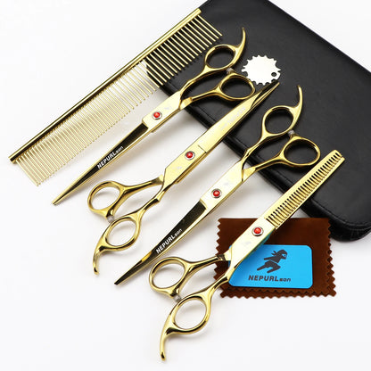 5pc 7" Stainless Steel Pet Dog Cat Grooming Scissors Comb Sets