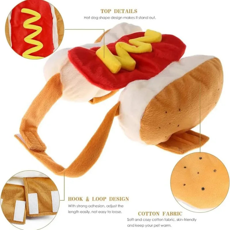 S-L Pet Dog Funny Halloween Costumes Hot Dog Shaped Apparel Dressing Up Costume Suit