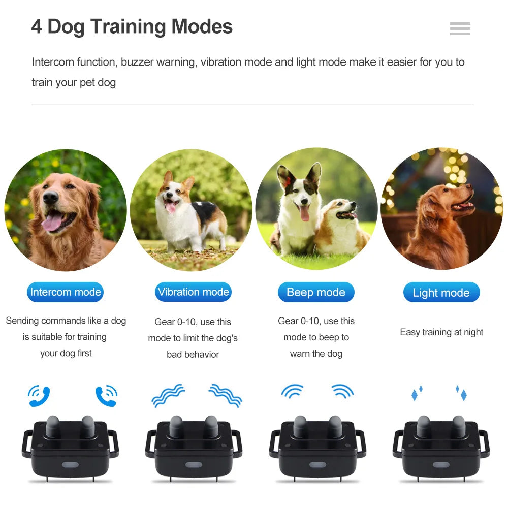 1500m Pet Dog Voice Walkie-Talkie Remote Control Waterproof Rechargeable Training Collar