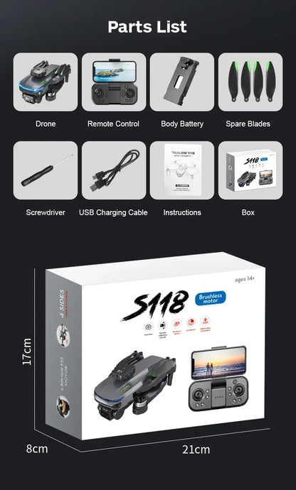 S118 RC Drone 8K Professional with 360° Obstacle Avoidance
