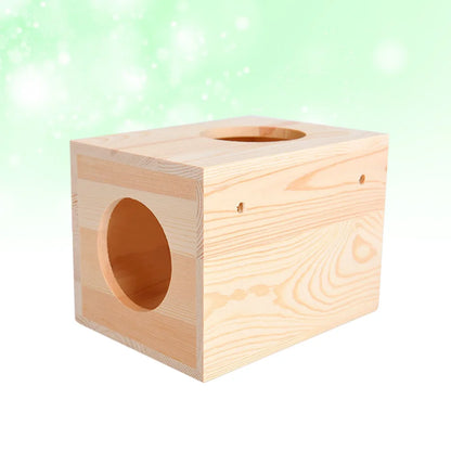 Natural Wood Small Pet Hamster Guinea Chinchilla House Cage Nest