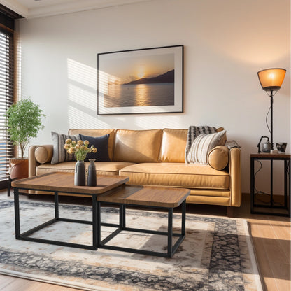 Set of 2 Modern Square Coffee Tables for Easy Assembly