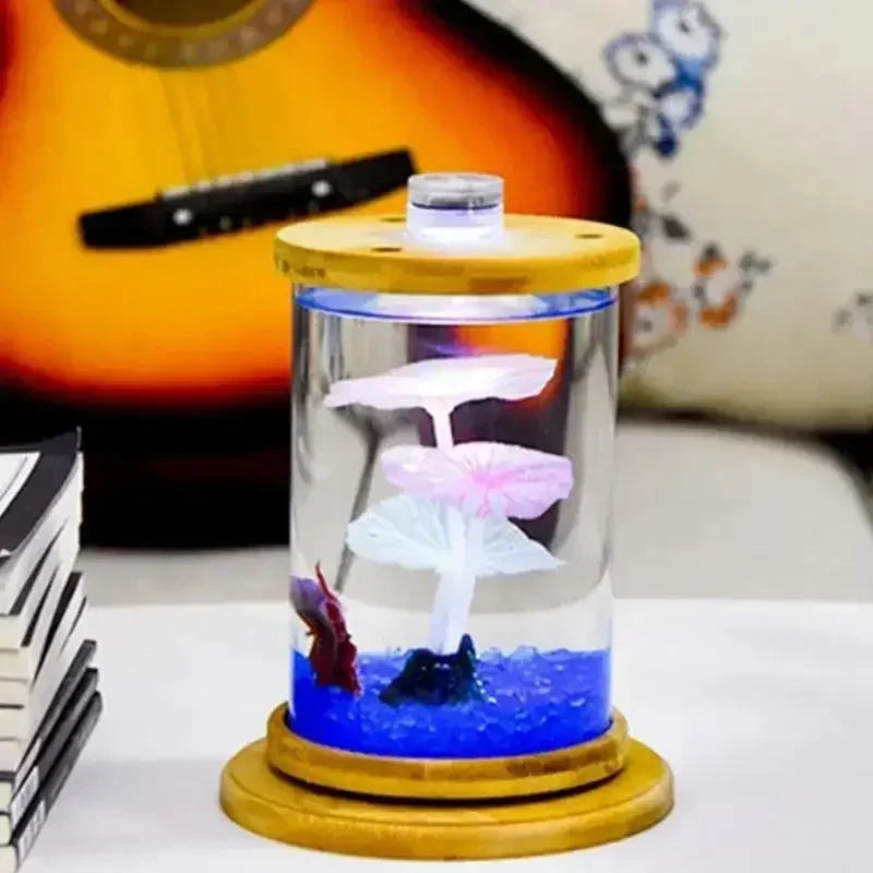 Cylindrical Rotating Desktop Mini Aquarium Fish Tank