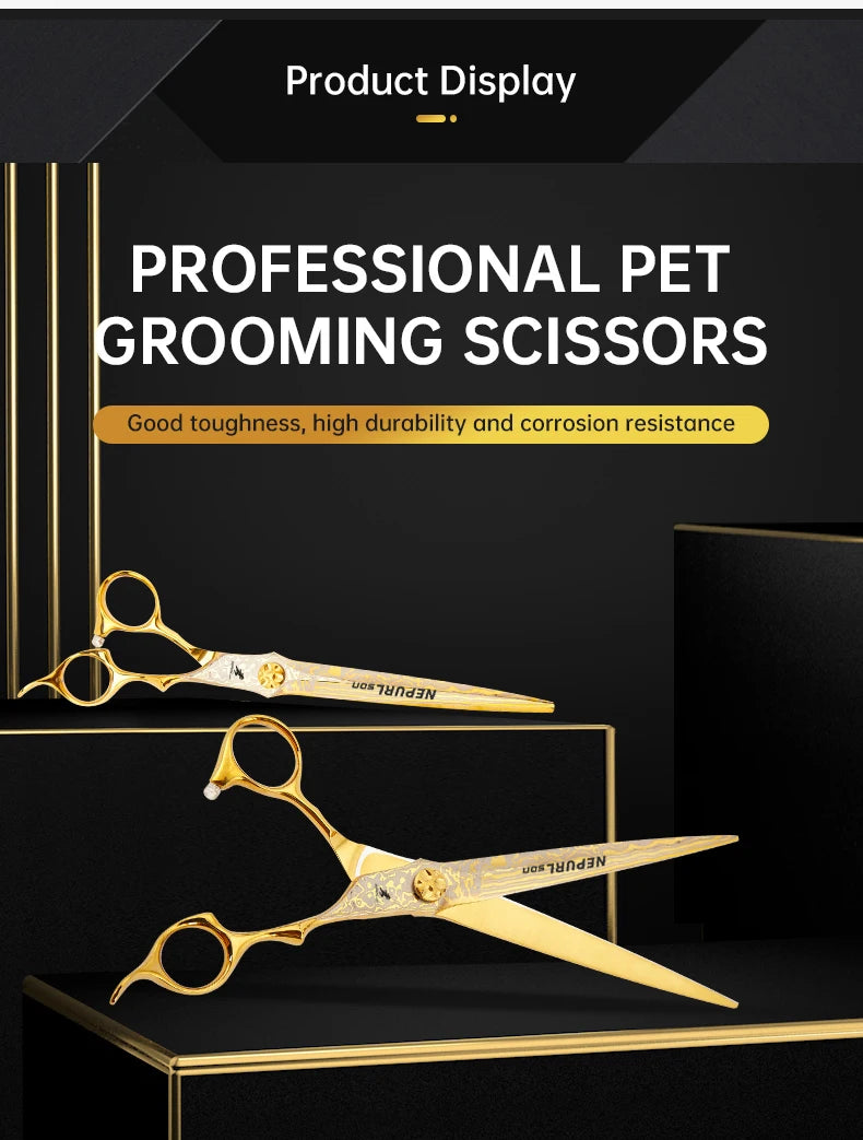 7.5" VG10 Steel Pet Dog Cat Grooming Scissors