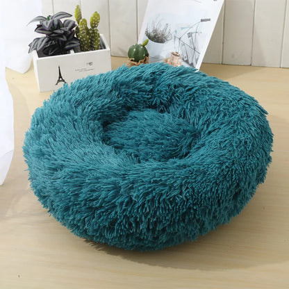 S-XL Pet Cat Dog Round Soft Long Plush Beds Cushion Mat Sleeping Sofa