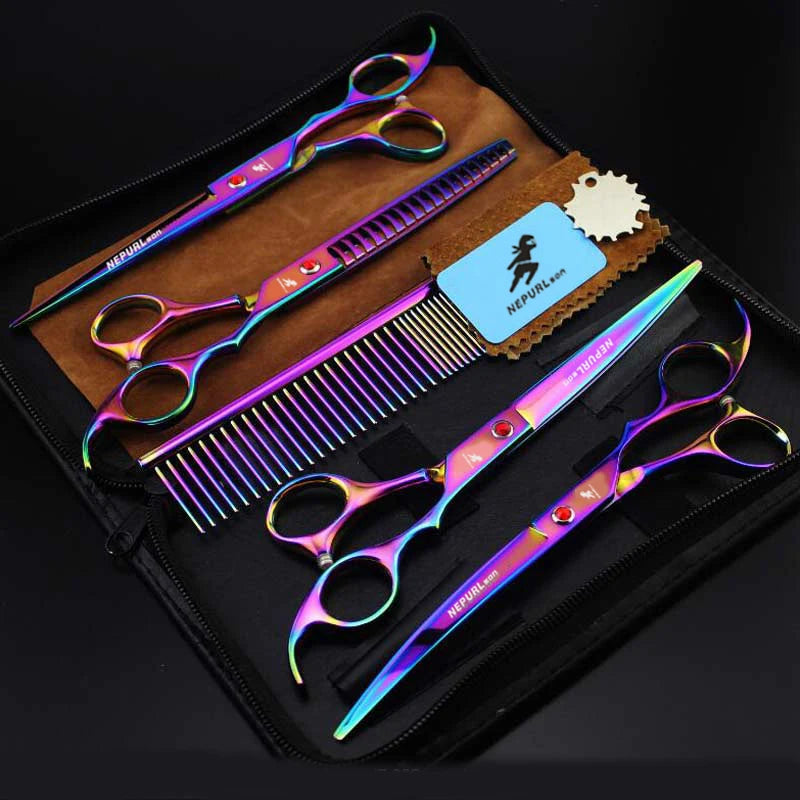 4-7pc Stainless Steel Pet Dog Cat 7" Grooming scissors Comb Sets